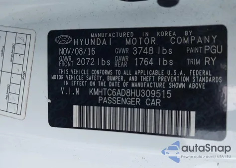 2017 Hyundai Veloster z USA, uszkodzony, nr VIN KMHTC6AD8HU309515